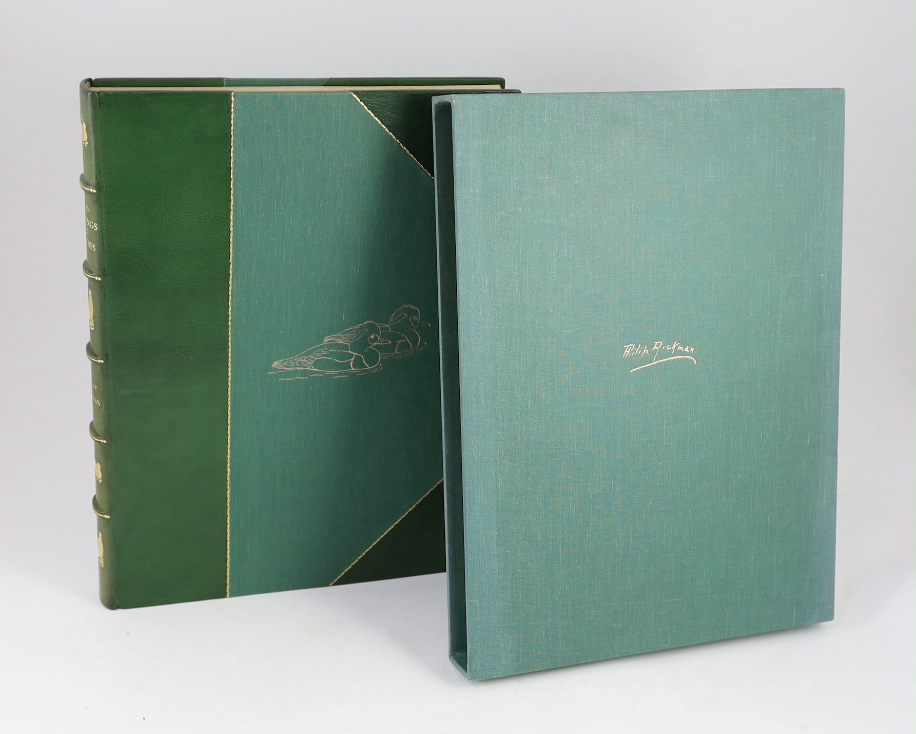 Rickman, Philip - A Selection of Bird Paintings and Sketches, folio, half green morocco, 463 of 500, signed by the artist author, with 31 colour plates, Curpotten Limited, 1979, in slip case.